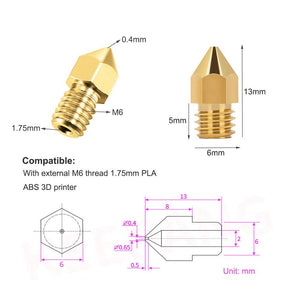 Nozzle Packs for 3D Printers (Brass 0.2mm-1.0mm)
